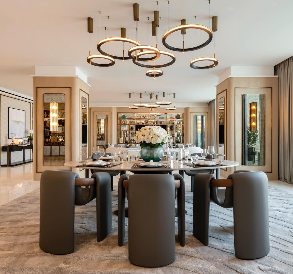 Contemporary furniture finish with a balanced blend of texture and durability.